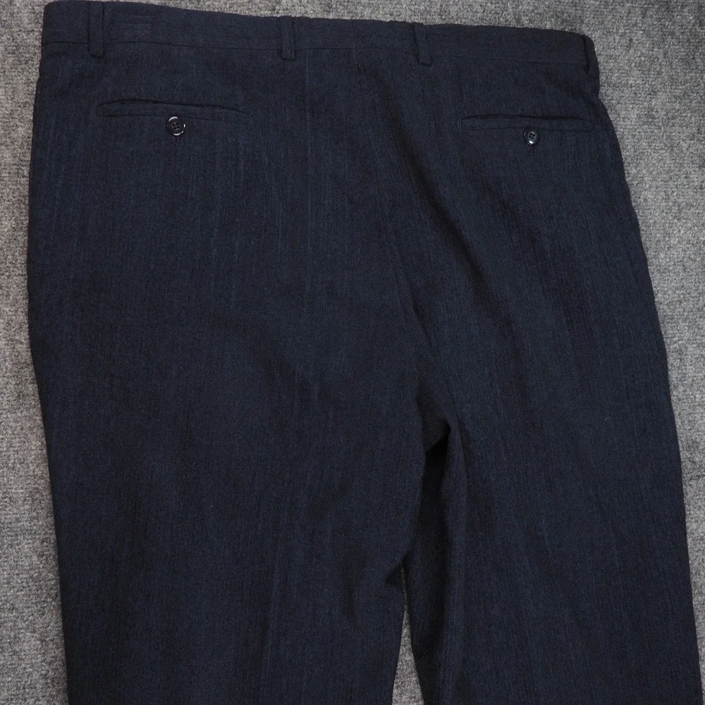 St. Croix Pants Mens 38 Pleated Navy Blue Textured Made in Italy Luxury Cuffed
